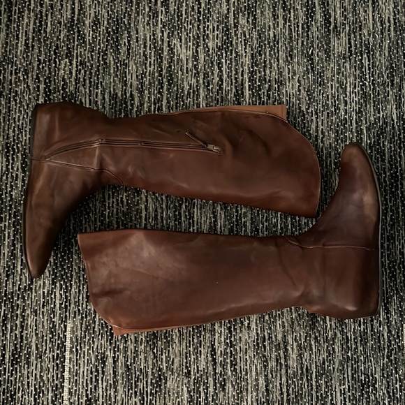 Authentic Stuart Weitzman tall brown leather wedge boots sz 10 - Picture 6 of 15